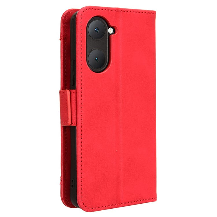 For vivo Y28s 5G / T3 Lite 5G / Y03 / Y18 4G / Y18e 4G Leather Case with Multiple Card Slots Full Protection Wallet Phone Cover - Red