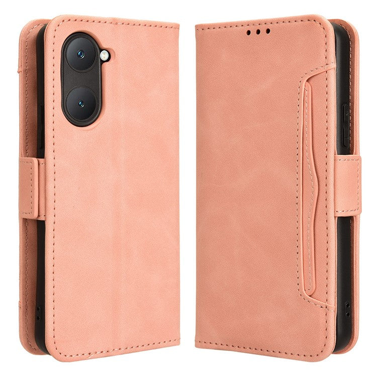 For vivo Y28s 5G / T3 Lite 5G / Y03 / Y18 4G / Y18e 4G Leather Case with Multiple Card Slots Full Protection Wallet Phone Cover - Pink