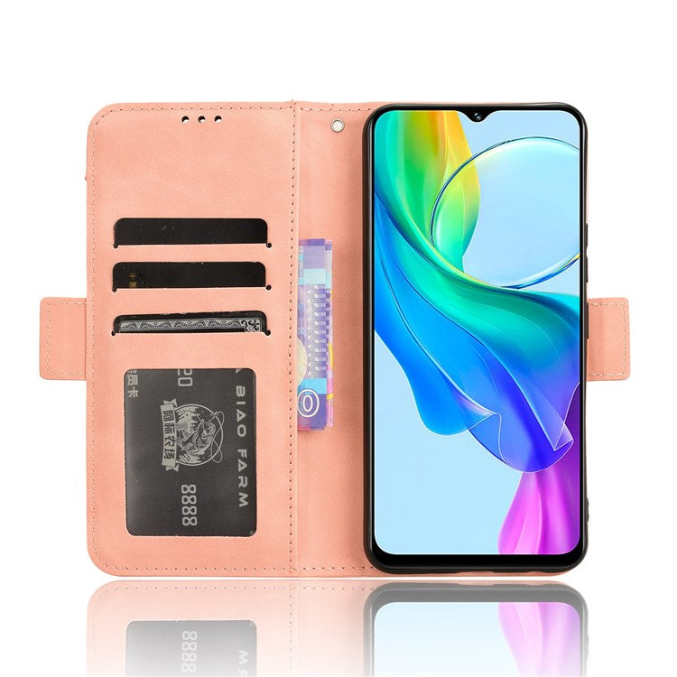 For vivo Y28s 5G / T3 Lite 5G / Y03 / Y18 4G / Y18e 4G Leather Case with Multiple Card Slots Full Protection Wallet Phone Cover - Pink