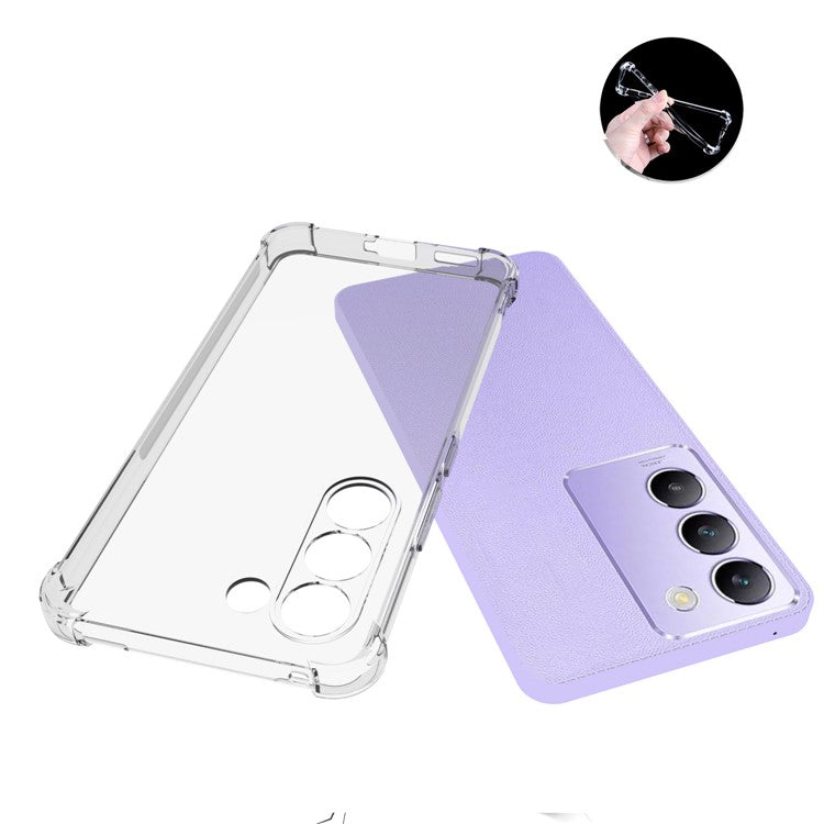 For vivo Y200e 5G Cell Phone Cases Anti-Slip TPU Precise Lens Cutout Cover - Transparent