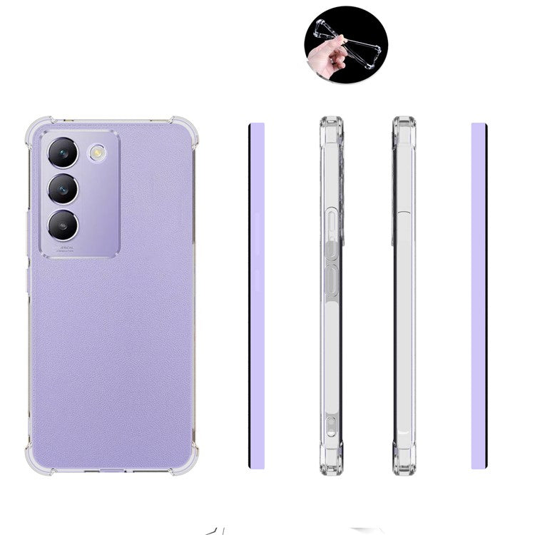 For vivo Y200e 5G Cell Phone Cases Anti-Slip TPU Precise Lens Cutout Cover - Transparent