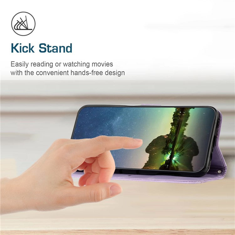 For vivo S18 5G / S18 Pro 5G / V30 5G / V30 Pro 5G Case Triangle Imprinted Leather Phone Cover with Stand - Purple