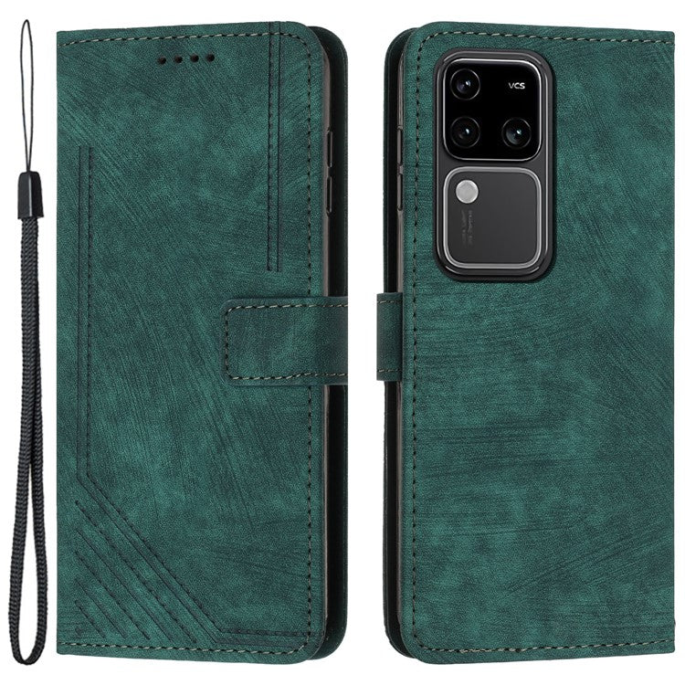 Shockproof Case for vivo S18 5G / S18 Pro 5G / V30 5G / V30 Pro 5G Shell Lines Imprinted Phone Cover - Green