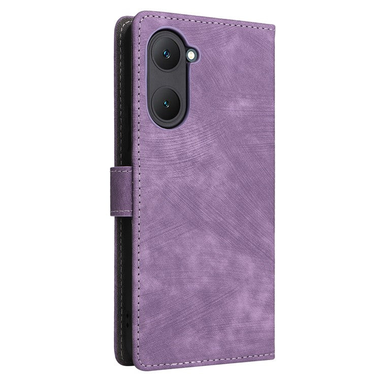 For vivo Y28s 5G / T3 Lite 5G / Y03 / Y18 4G / Y18e 4G Case PU Leather Stand RFID Blocking Flip Phone Cover with Strap - Purple