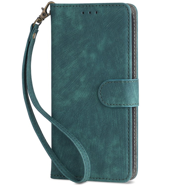 For vivo Y28s 5G / T3 Lite 5G / Y03 / Y18 4G / Y18e 4G Case PU Leather Stand RFID Blocking Flip Phone Cover with Strap - Green