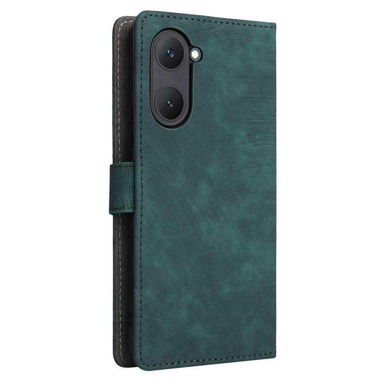 For vivo Y28s 5G / T3 Lite 5G / Y03 / Y18 4G / Y18e 4G Case PU Leather Stand RFID Blocking Flip Phone Cover with Strap - Green