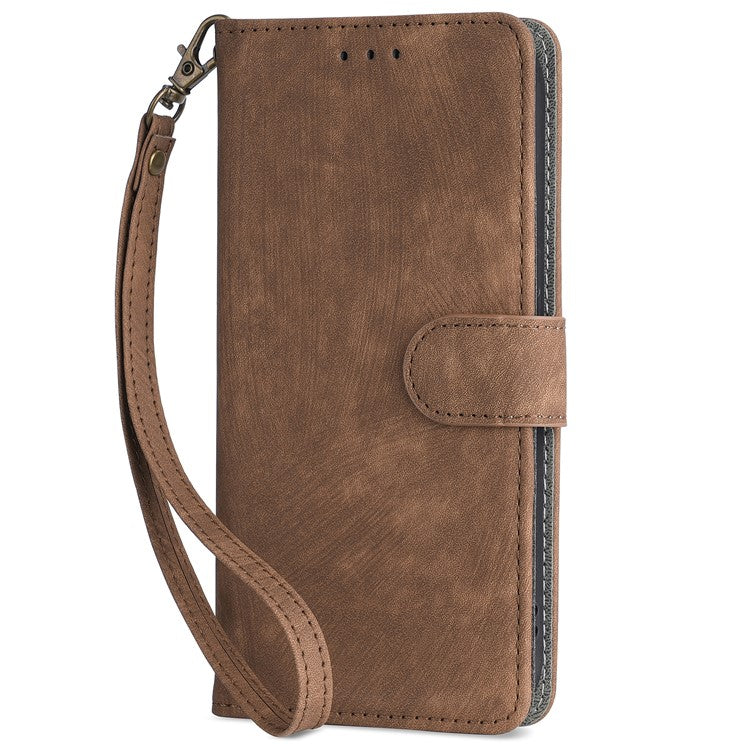 For vivo Y28s 5G / T3 Lite 5G / Y03 / Y18 4G / Y18e 4G Case PU Leather Stand RFID Blocking Flip Phone Cover with Strap - Brown