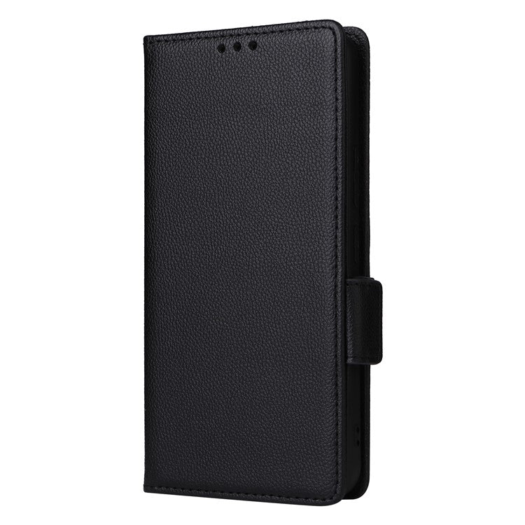 For vivo Y28s 5G / T3 Lite 5G / Y03 / Y18 4G / Y18e 4G Case PU Leather Wallet Wrist Strap Magnetic Closure Phone Cover - Black