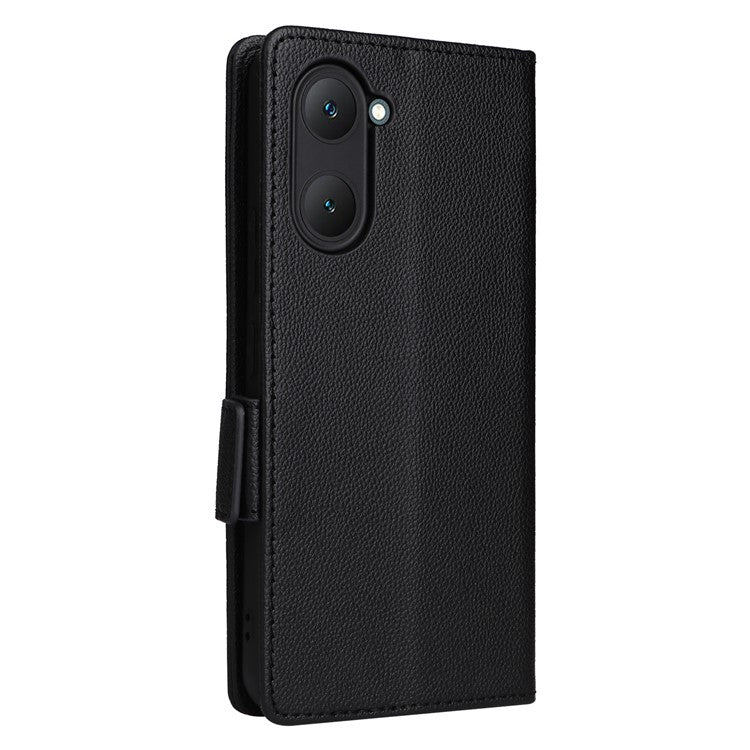 For vivo Y28s 5G / T3 Lite 5G / Y03 / Y18 4G / Y18e 4G Case PU Leather Wallet Wrist Strap Magnetic Closure Phone Cover - Black