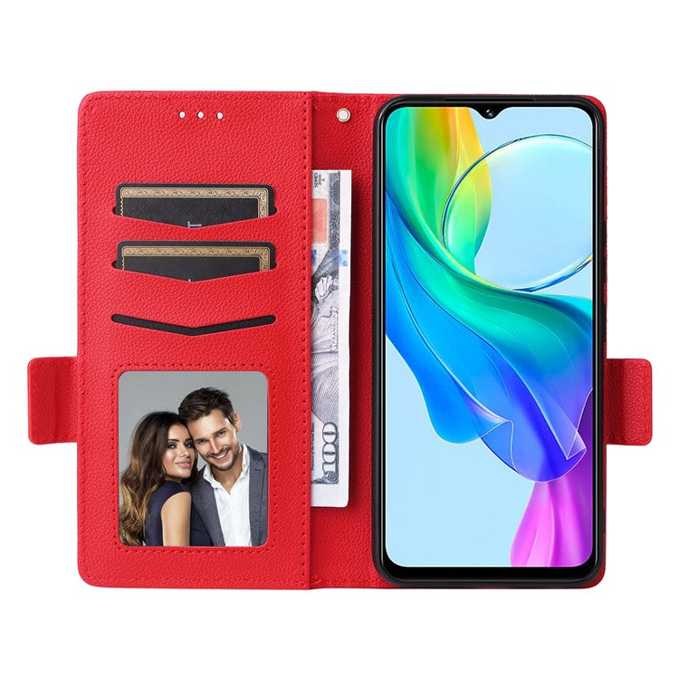 For vivo Y28s 5G / T3 Lite 5G / Y03 / Y18 4G / Y18e 4G Case PU Leather Wallet Wrist Strap Magnetic Closure Phone Cover - Red