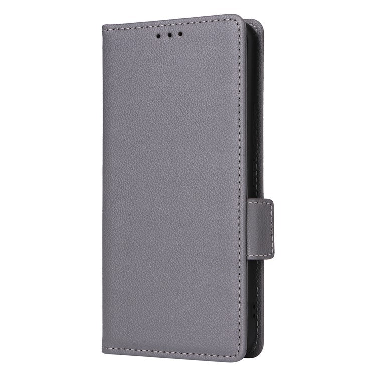 For vivo Y28s 5G / T3 Lite 5G / Y03 / Y18 4G / Y18e 4G Case PU Leather Wallet Wrist Strap Magnetic Closure Phone Cover - Grey