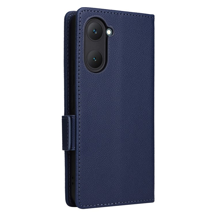 For vivo Y28s 5G / T3 Lite 5G / Y03 / Y18 4G / Y18e 4G Case PU Leather Wallet Wrist Strap Magnetic Closure Phone Cover - Dark Blue