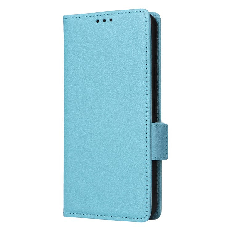 For vivo Y28s 5G / T3 Lite 5G / Y03 / Y18 4G / Y18e 4G Case PU Leather Wallet Wrist Strap Magnetic Closure Phone Cover - Baby Blue