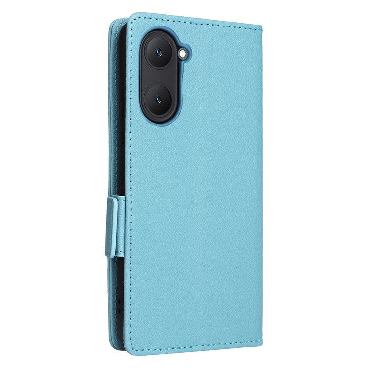 For vivo Y28s 5G / T3 Lite 5G / Y03 / Y18 4G / Y18e 4G Case PU Leather Wallet Wrist Strap Magnetic Closure Phone Cover - Baby Blue