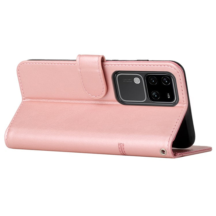 For vivo S18 5G / S18 Pro 5G / V30 5G / V30 Pro 5G Case PU Leather Stand View Shockproof Phone Cover - Rose Gold