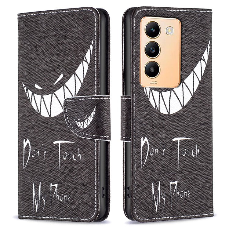 For vivo Y200e 5G Case Pattern Printing Flip Stand Phone Cover with Magnetic Clasp - Don't Touch My Phone