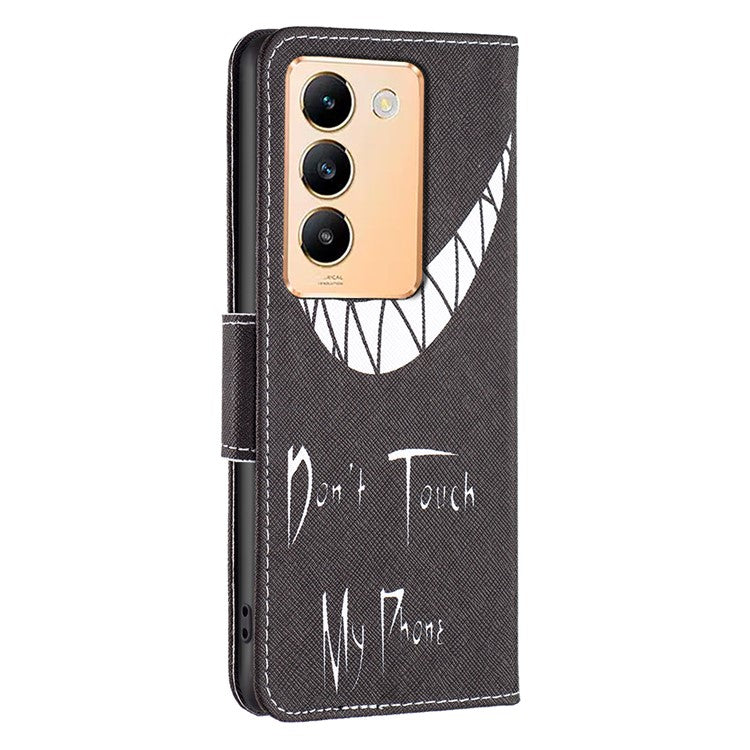 For vivo Y200e 5G Case Pattern Printing Flip Stand Phone Cover with Magnetic Clasp - Don't Touch My Phone