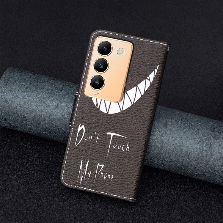 For vivo Y200e 5G Case Pattern Printing Flip Stand Phone Cover with Magnetic Clasp - Don't Touch My Phone