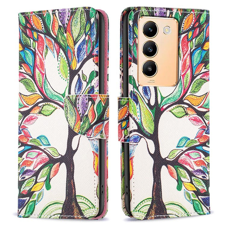 For vivo Y200e 5G Case Pattern Printing Flip Stand Phone Cover with Magnetic Clasp - Life Tree