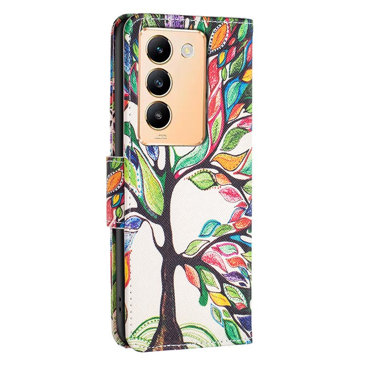 For vivo Y200e 5G Case Pattern Printing Flip Stand Phone Cover with Magnetic Clasp - Life Tree