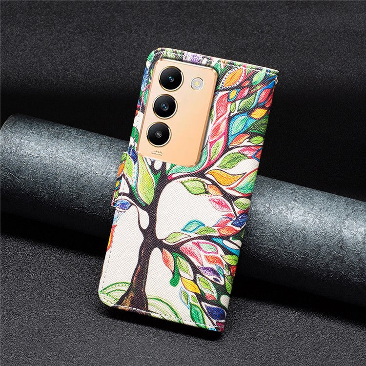 For vivo Y200e 5G Case Pattern Printing Flip Stand Phone Cover with Magnetic Clasp - Life Tree