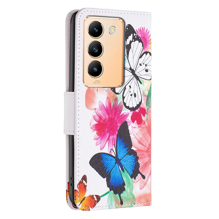 For vivo Y200e 5G Case Pattern Printing Flip Stand Phone Cover with Magnetic Clasp - Two Butterflies