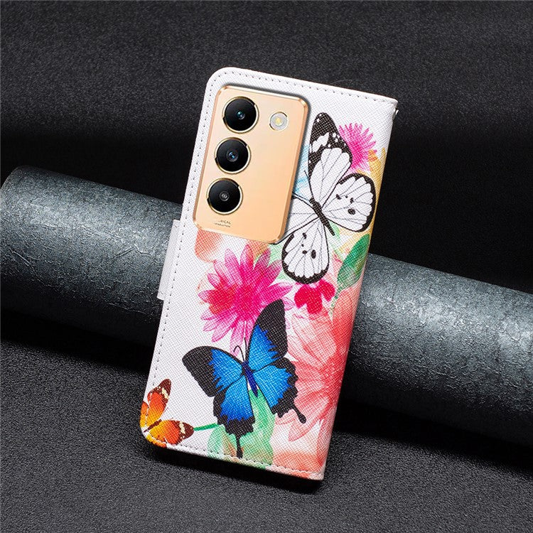 For vivo Y200e 5G Case Pattern Printing Flip Stand Phone Cover with Magnetic Clasp - Two Butterflies