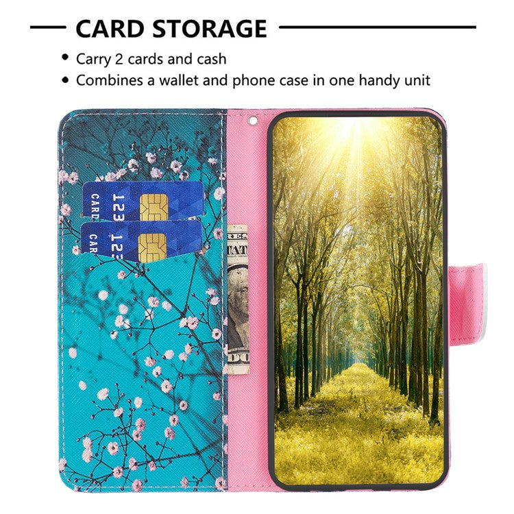 For vivo Y200e 5G Case Pattern Printing Flip Stand Phone Cover with Magnetic Clasp - Plum Blossom