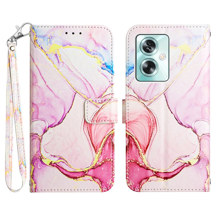 YB Pattern Printing Leather Series-5 For Oppo A79 5G / A2 5G Case Card Slots Wallet Leather Phone Cover - Rose Gold LS005