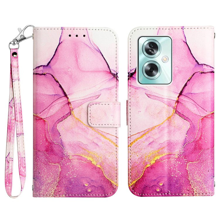 YB Pattern Printing Leather Series-5 For Oppo A79 5G / A2 5G Case Card Slots Wallet Leather Phone Cover - Pink+Purple+Gold LS001