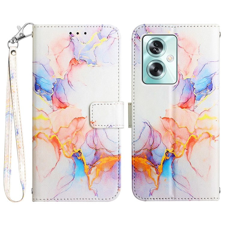 YB Pattern Printing Leather Series-5 For Oppo A79 5G / A2 5G Case Card Slots Wallet Leather Phone Cover - Milky Way Marble White LS004