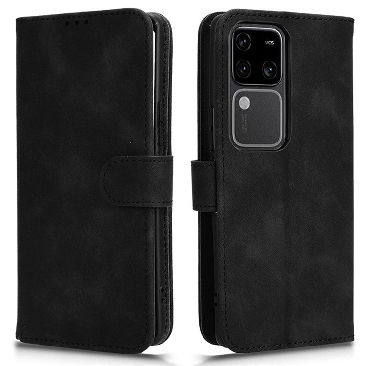 For vivo V30 5G / V30 Pro 5G Leather Case Skin-touch Flip Stand Wallet Phone Cover - Black