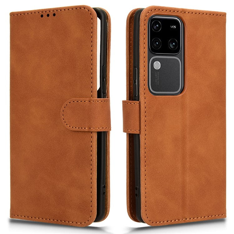 For vivo V30 5G / V30 Pro 5G Leather Case Skin-touch Flip Stand Wallet Phone Cover - Brown