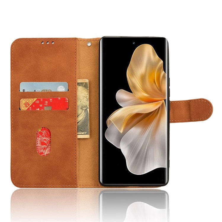 For vivo V30 5G / V30 Pro 5G Leather Case Skin-touch Flip Stand Wallet Phone Cover - Brown