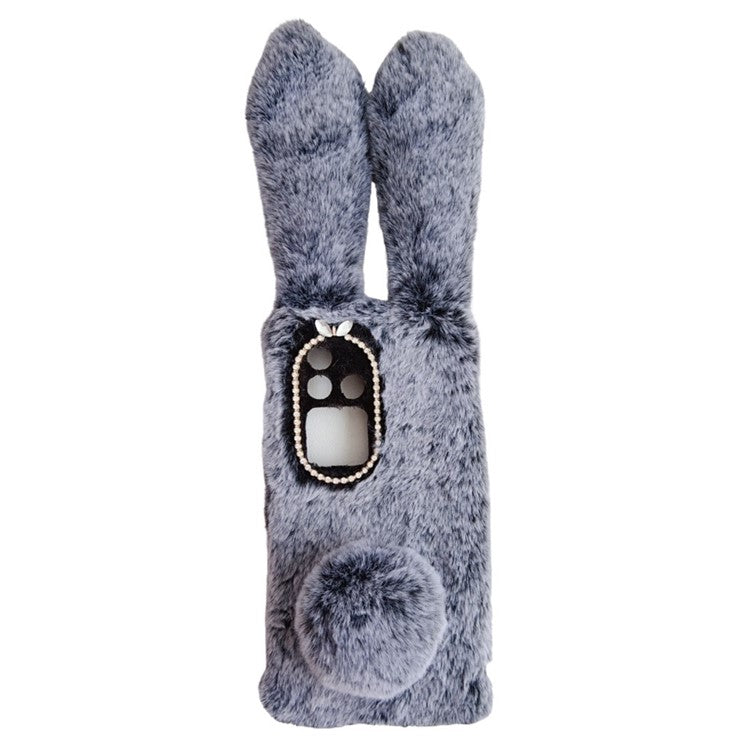 For vivo S18 Pro 5G Case 3D Bunny Ears TPU Phone Case with Fluffy Hairball - Dark Grey