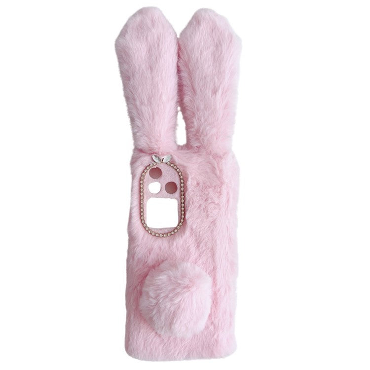 For vivo S18 Pro 5G Case 3D Bunny Ears TPU Phone Case with Fluffy Hairball - Pink