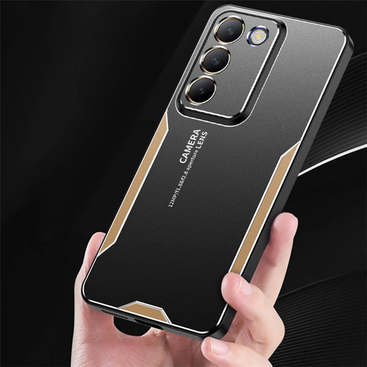 For vivo Y100 5G (Indonesia) Case Aluminum Alloy+TPU+PC Anti-drop Cell Phone Cover - Gold