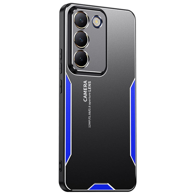 For vivo Y100 5G (Indonesia) Case Aluminum Alloy+TPU+PC Anti-drop Cell Phone Cover - Blue