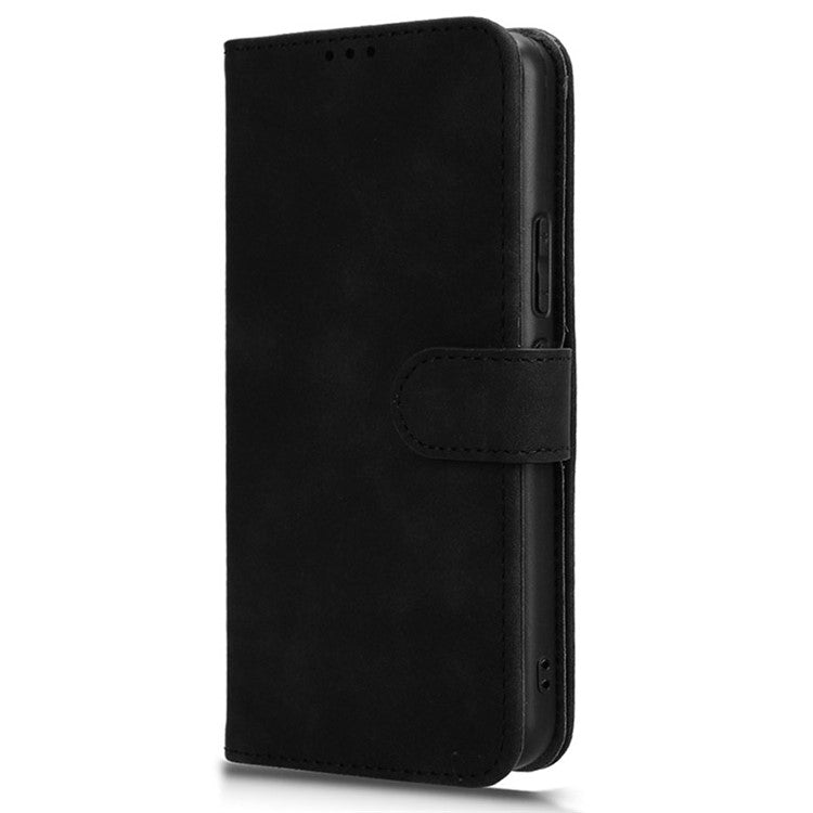 For vivo Y03 Leather Case Skin-Touch Flip Stand Wallet Phone Cover - Black