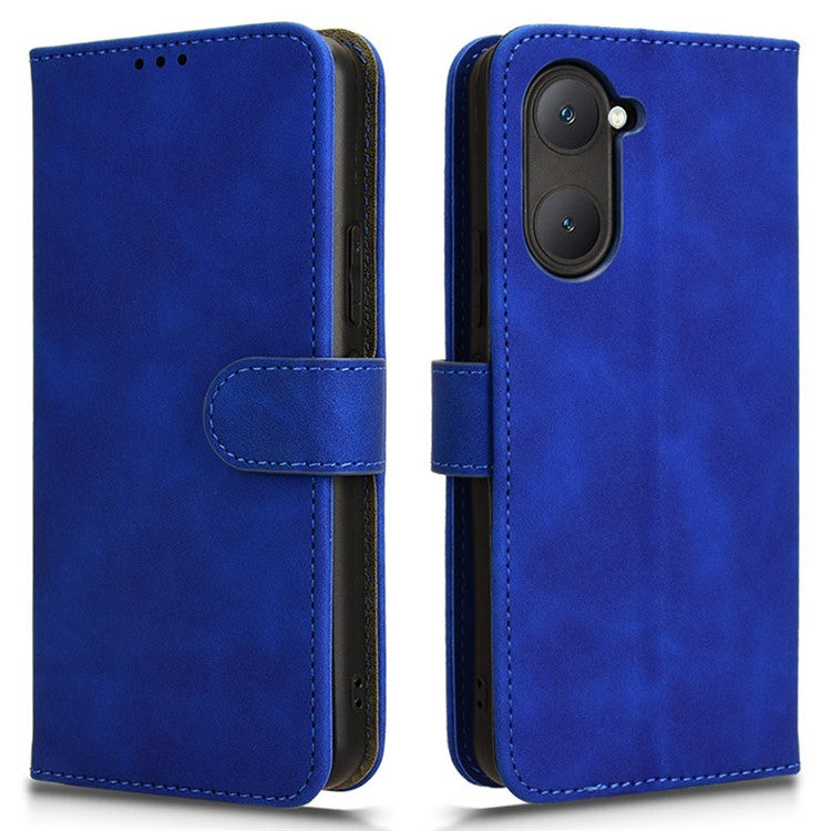 For vivo Y03 Leather Case Skin-Touch Flip Stand Wallet Phone Cover - Blue