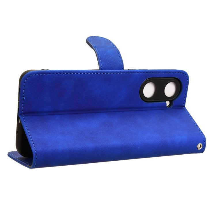 For vivo Y03 Leather Case Skin-Touch Flip Stand Wallet Phone Cover - Blue