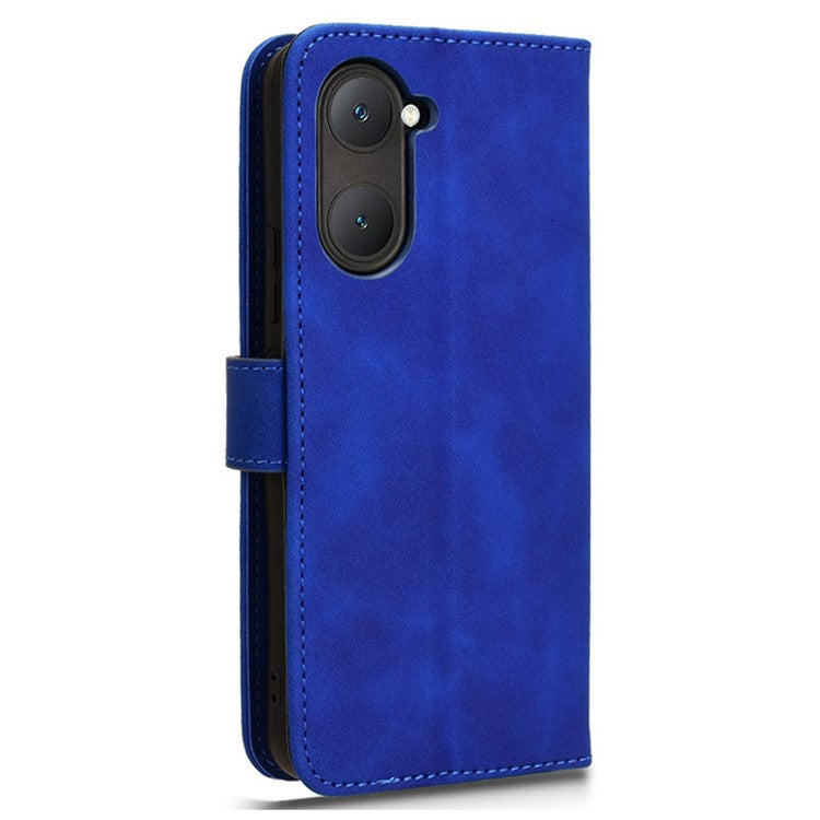 For vivo Y03 Leather Case Skin-Touch Flip Stand Wallet Phone Cover - Blue