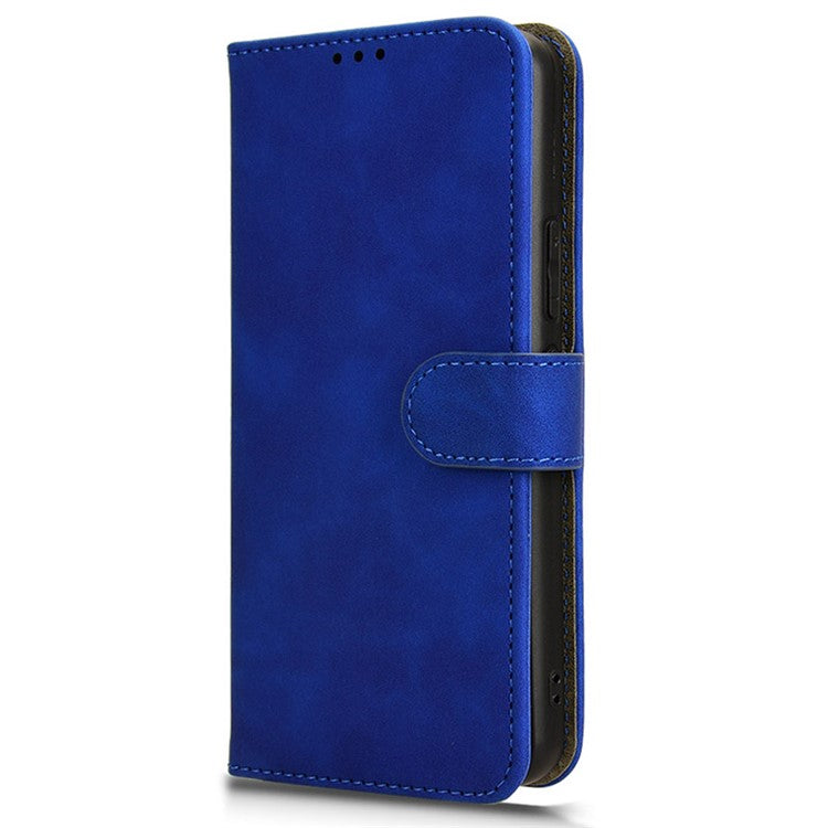 For vivo Y03 Leather Case Skin-Touch Flip Stand Wallet Phone Cover - Blue