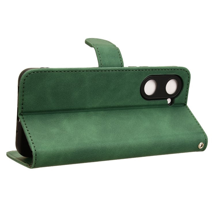 For vivo Y03 Leather Case Skin-Touch Flip Stand Wallet Phone Cover - Green