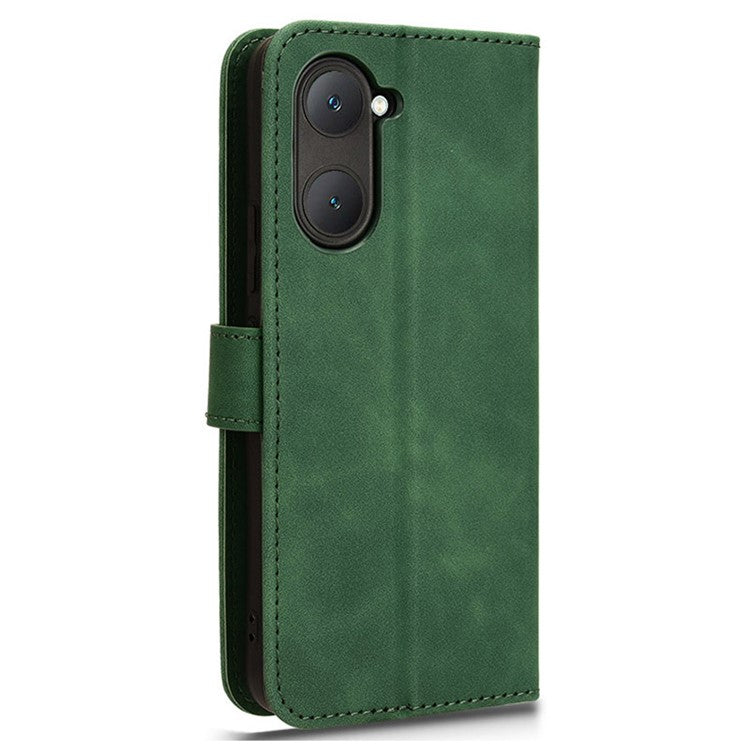 For vivo Y03 Leather Case Skin-Touch Flip Stand Wallet Phone Cover - Green