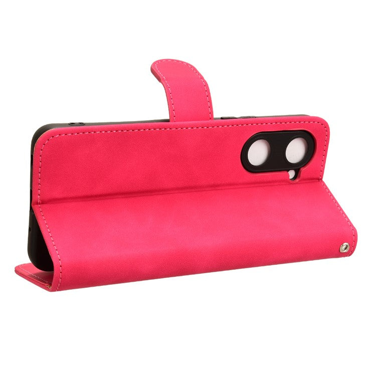 For vivo Y03 Leather Case Skin-Touch Flip Stand Wallet Phone Cover - Red