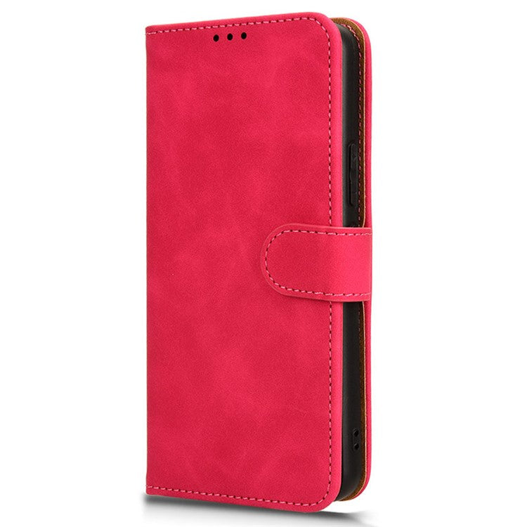 For vivo Y03 Leather Case Skin-Touch Flip Stand Wallet Phone Cover - Red