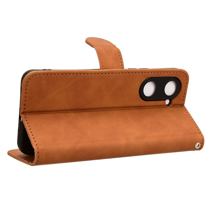 For vivo Y03 Leather Case Skin-Touch Flip Stand Wallet Phone Cover - Brown