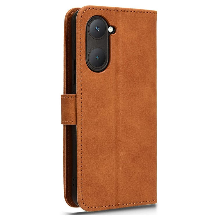 For vivo Y03 Leather Case Skin-Touch Flip Stand Wallet Phone Cover - Brown