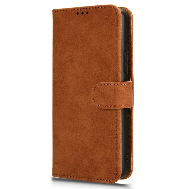 For vivo Y03 Leather Case Skin-Touch Flip Stand Wallet Phone Cover - Brown